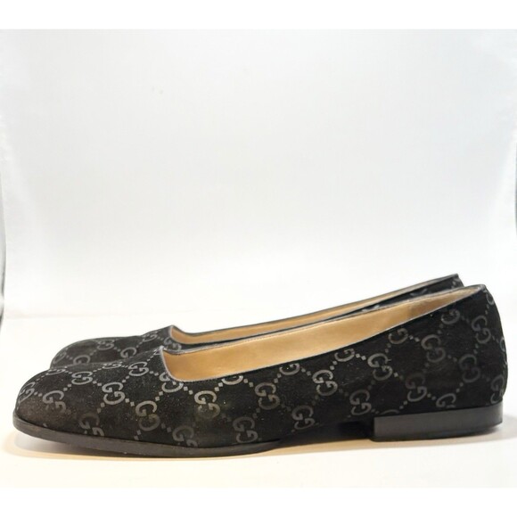 Gucci Black Suede Flats/Loafers GG Monogram Square Toe Vintage Y2K Sz 36 6 - Picture 2 of 11